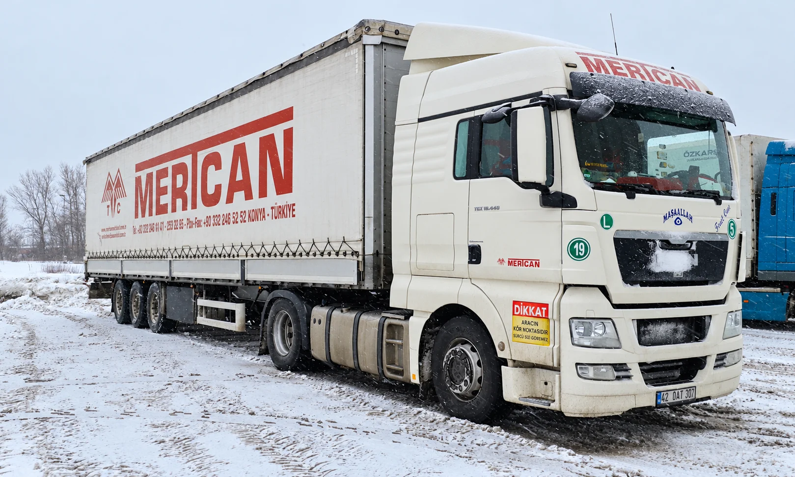 Mertcan Nakliyat aracı kış koşullarında